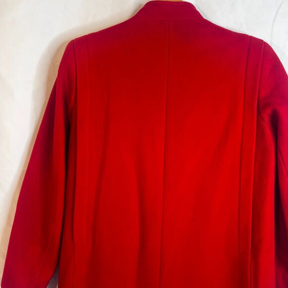 Mackintosh 100% Wool Trench PeaCoat Classic Chic Bold Power Red Size M/L* Petite - Picture 4 of 12